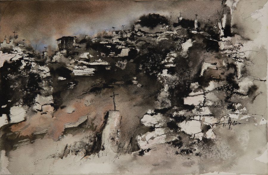 Golgotha, 33 x 51 cm, Water Media
