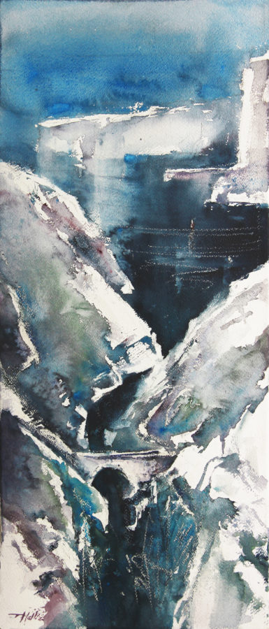 Old Bridge At Wied Tal-Kantra, 70 x 30 cm, Watercolour