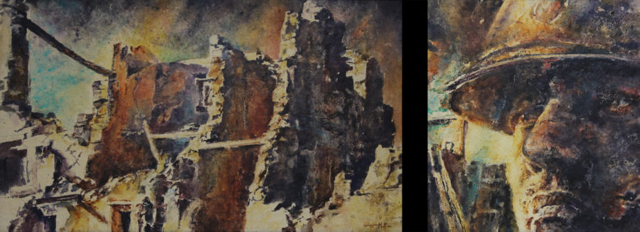 Ruins, 78 x 134cm 72 x 78cm, Mixed Media