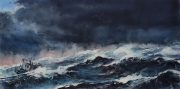 Sicilian Fishing Boat in a Storm, 35 x 70 cm, Watercolour